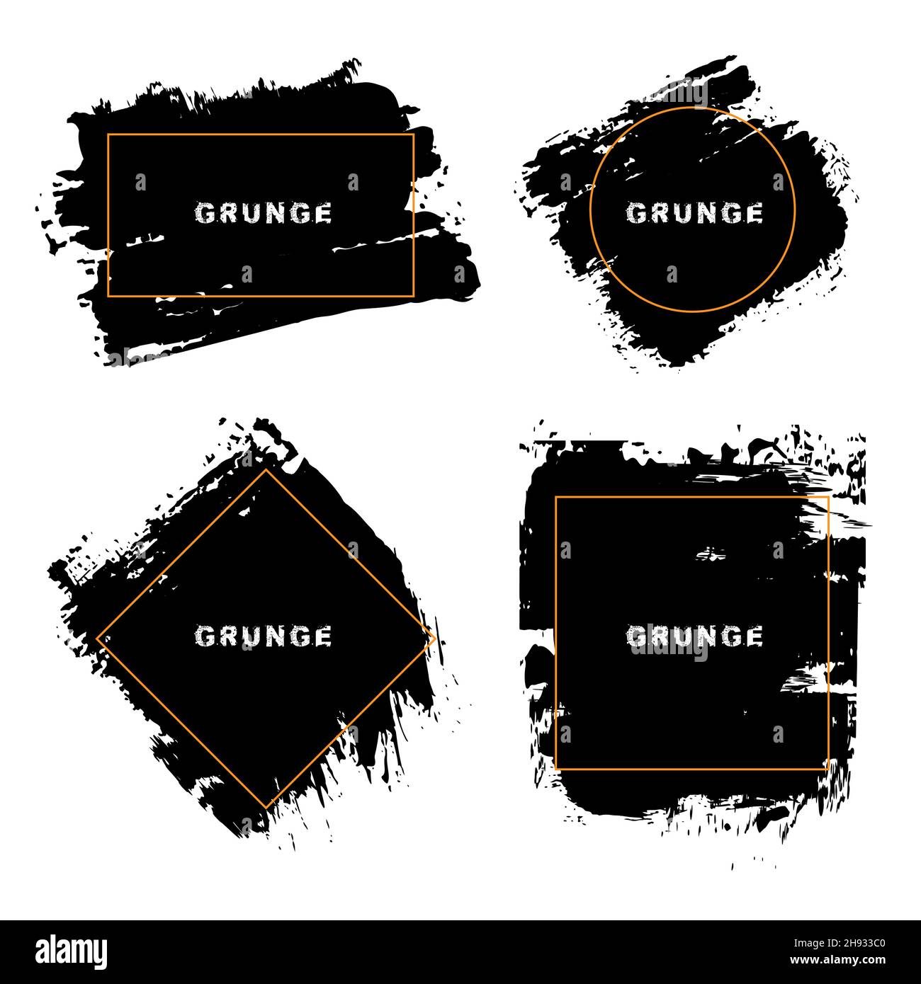 Jeu de bannières de grunge.Texture de détresse avec cadre doré.Élément de design tendance pour cadres de bordure, bannières, affiches, badges, étiquettes,emblèmes Illustration de Vecteur