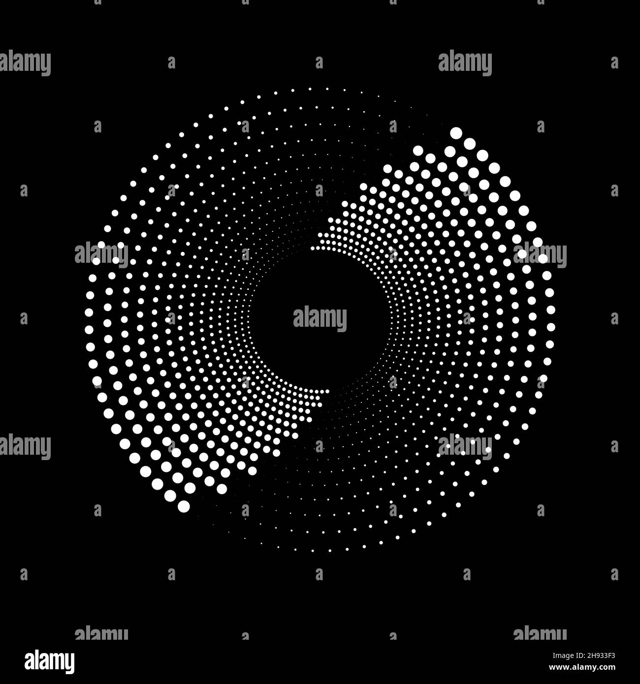 Points demi-tons en forme de spirale.Élément de design tendance pour cadre de bordure, logo rond, tatouage, signe, symbole,pages web, impressions, modèle, motif Illustration de Vecteur