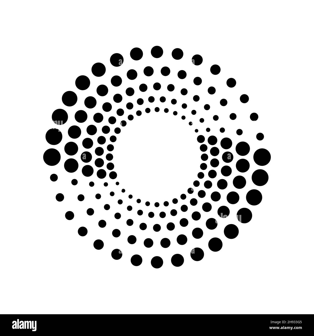 Points concentriques noirs de forme ronde.Élément de conception demi-ton pour cadre de bordure, logo rond, tatouage, signe, symbole,pages web, impressions, modèle, motif Illustration de Vecteur
