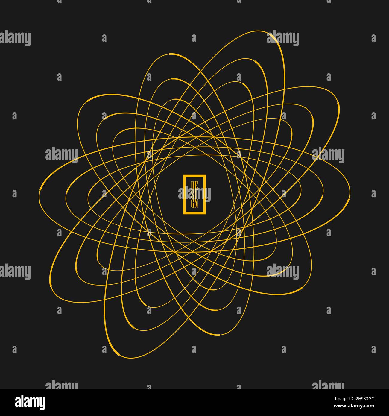 Ellipses jaunes pivotées en forme de cercle.Illustration vectorielle.Élément de design tendance pour cadre, logo de technologie rond, signe, symbole, Web,imprime Illustration de Vecteur