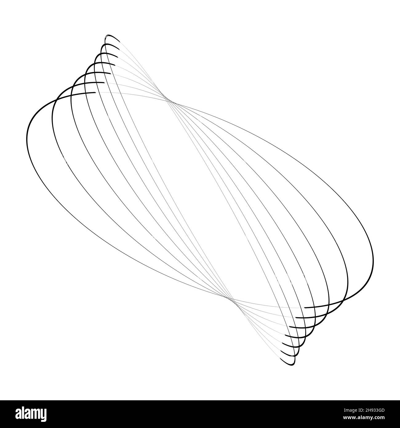 Ellipses concentriques noires en forme de spirale.Illustration vectorielle.Élément de design tendance pour cadre, logo de technologie rond, signe, symbole, Web,imprime Illustration de Vecteur