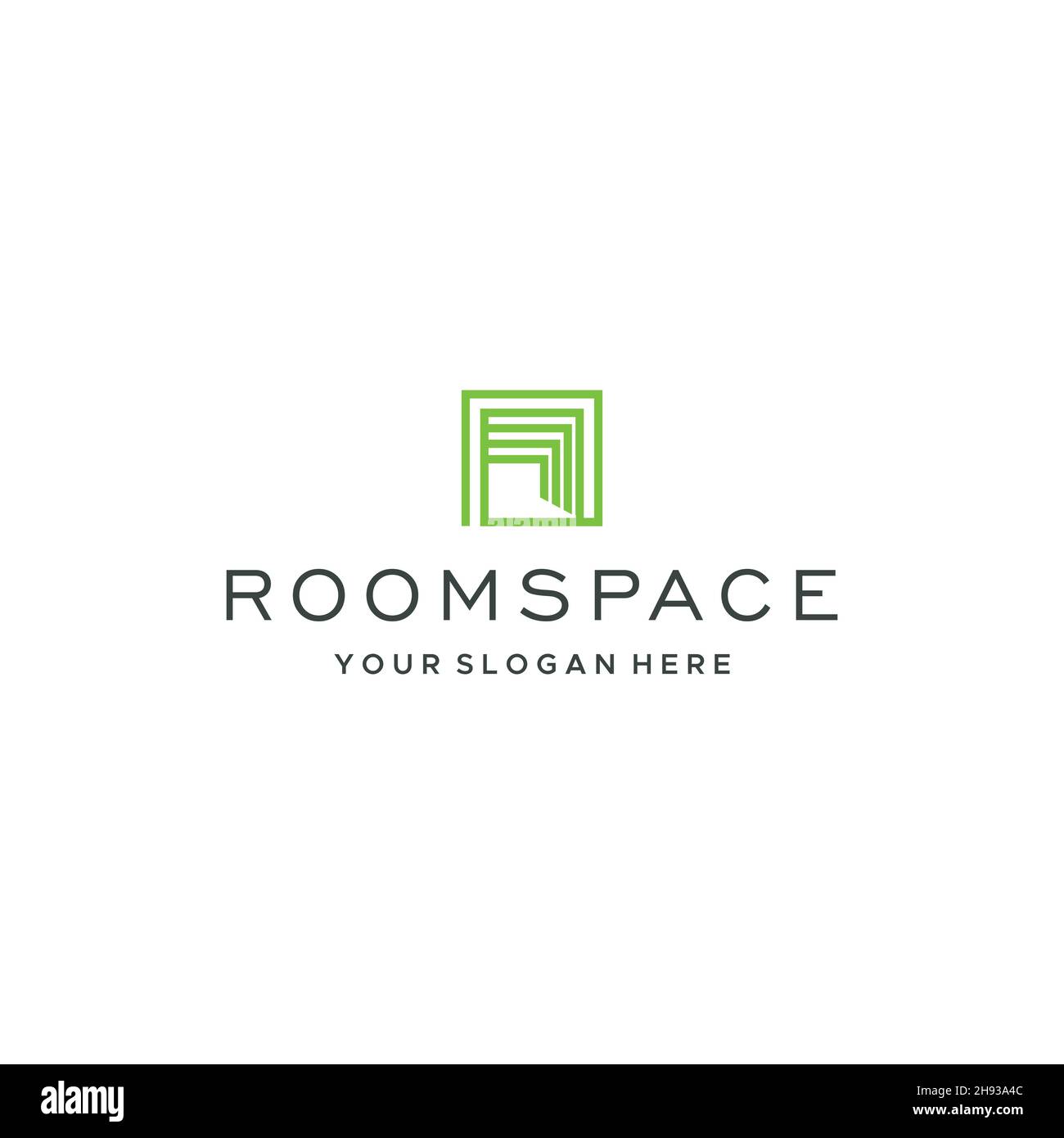 Design minimaliste du logo immobilier ROOMSPACE Illustration de Vecteur