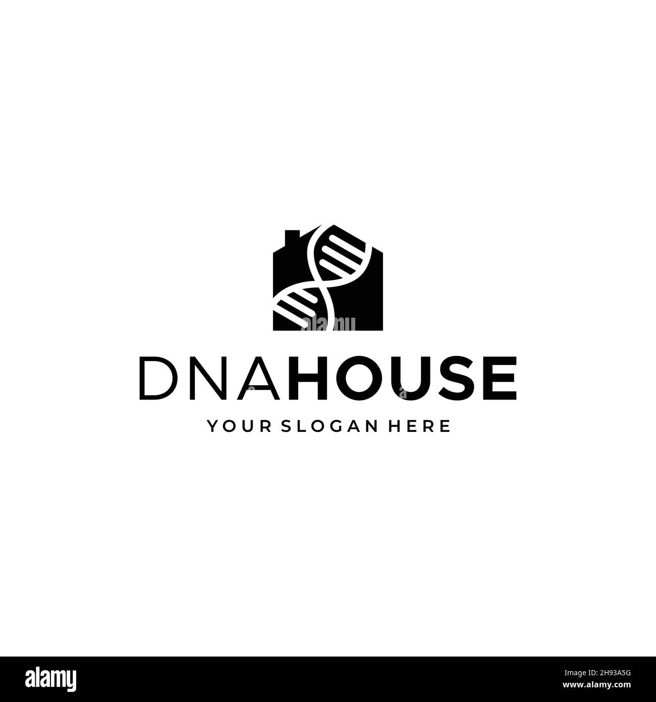 conception plate du logo silhouette de bâtiment DNAHOUSE Illustration de Vecteur