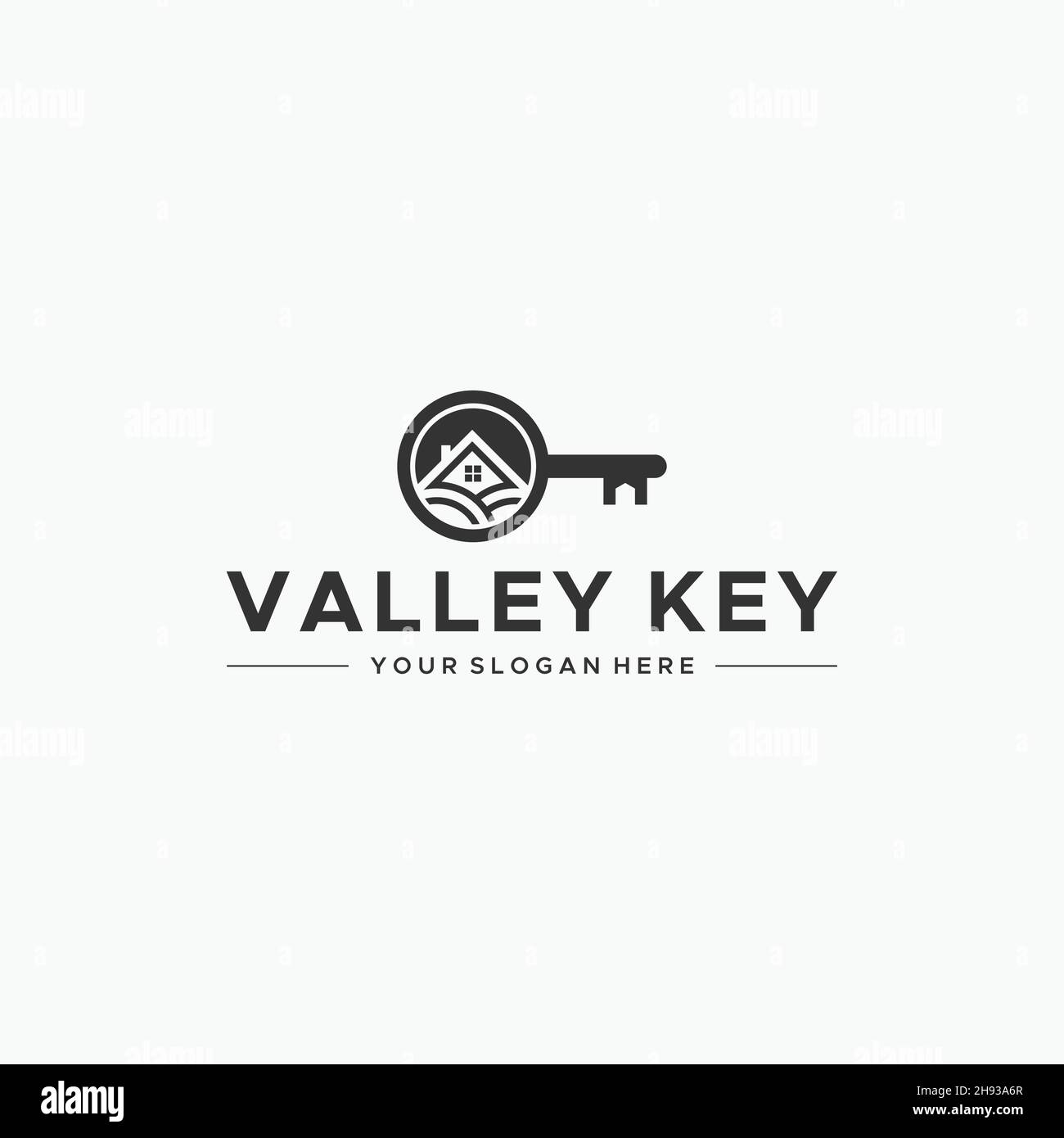 Design minimaliste DU TOIT DE LA VALLEY KEY Building avec logo Illustration de Vecteur