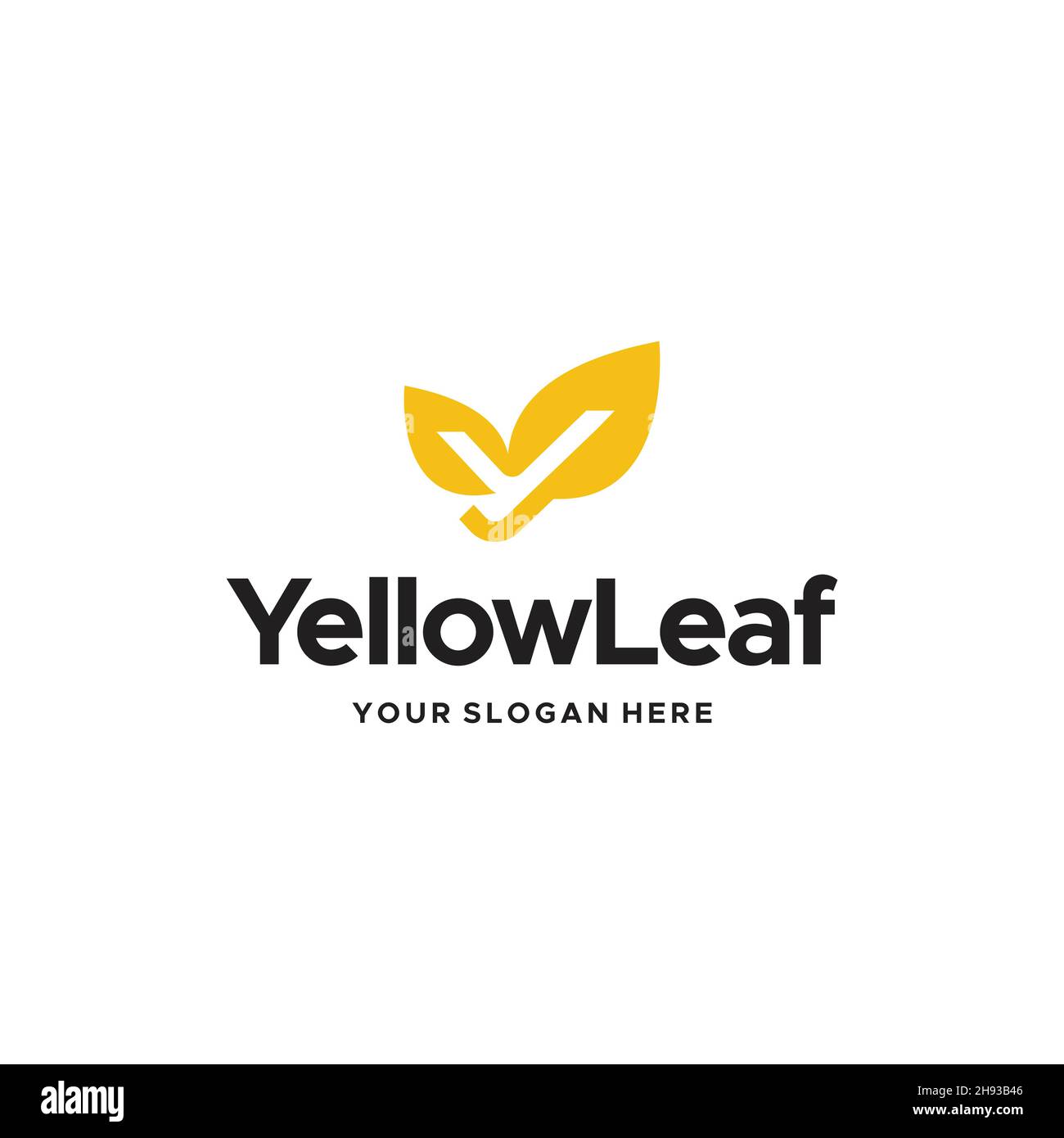 motif original y jaune feuille de marque de lettre plate Illustration de Vecteur