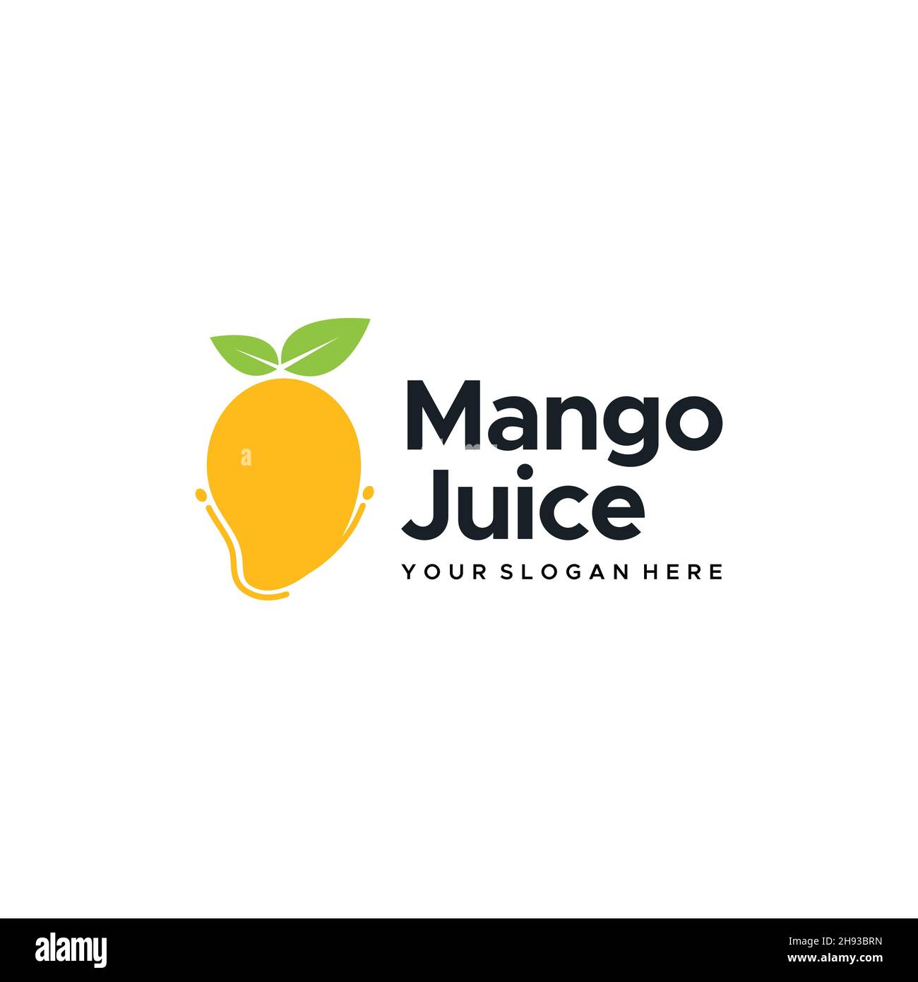 Logo « jus de mangue feuilles de fruits » minimaliste Illustration de Vecteur