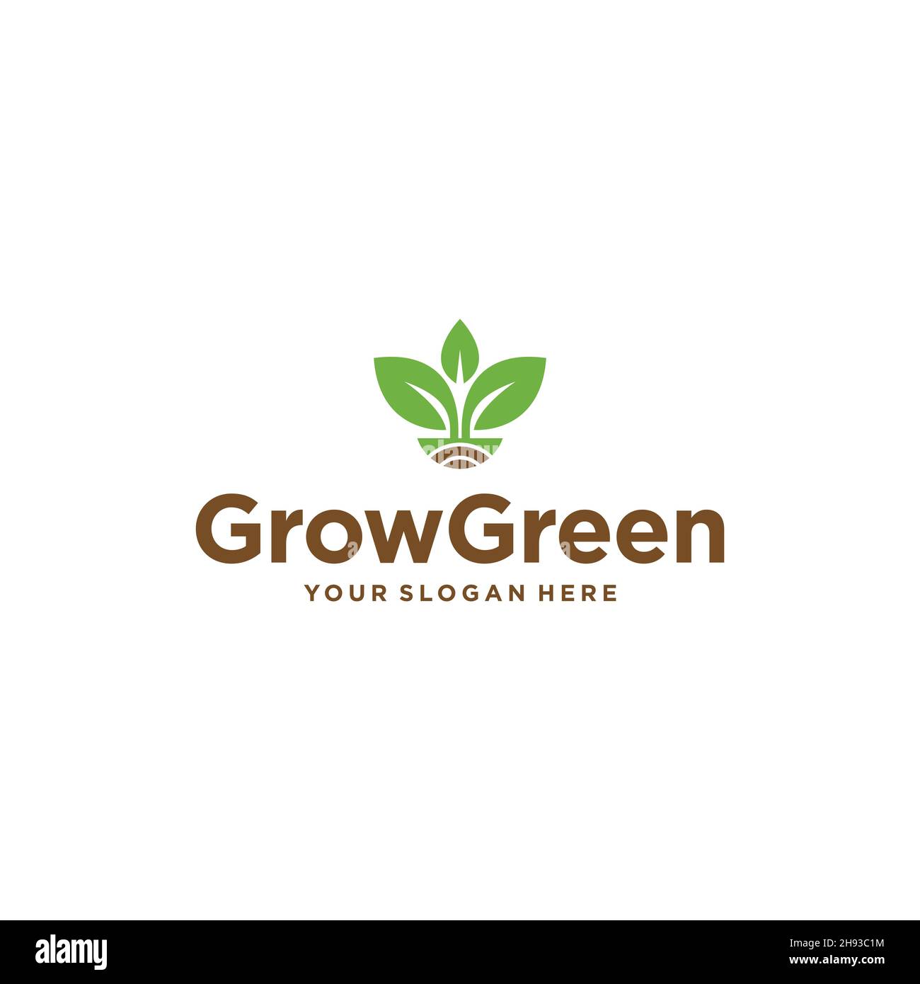 Design minimaliste du logo GrowGreen Leaves Illustration de Vecteur