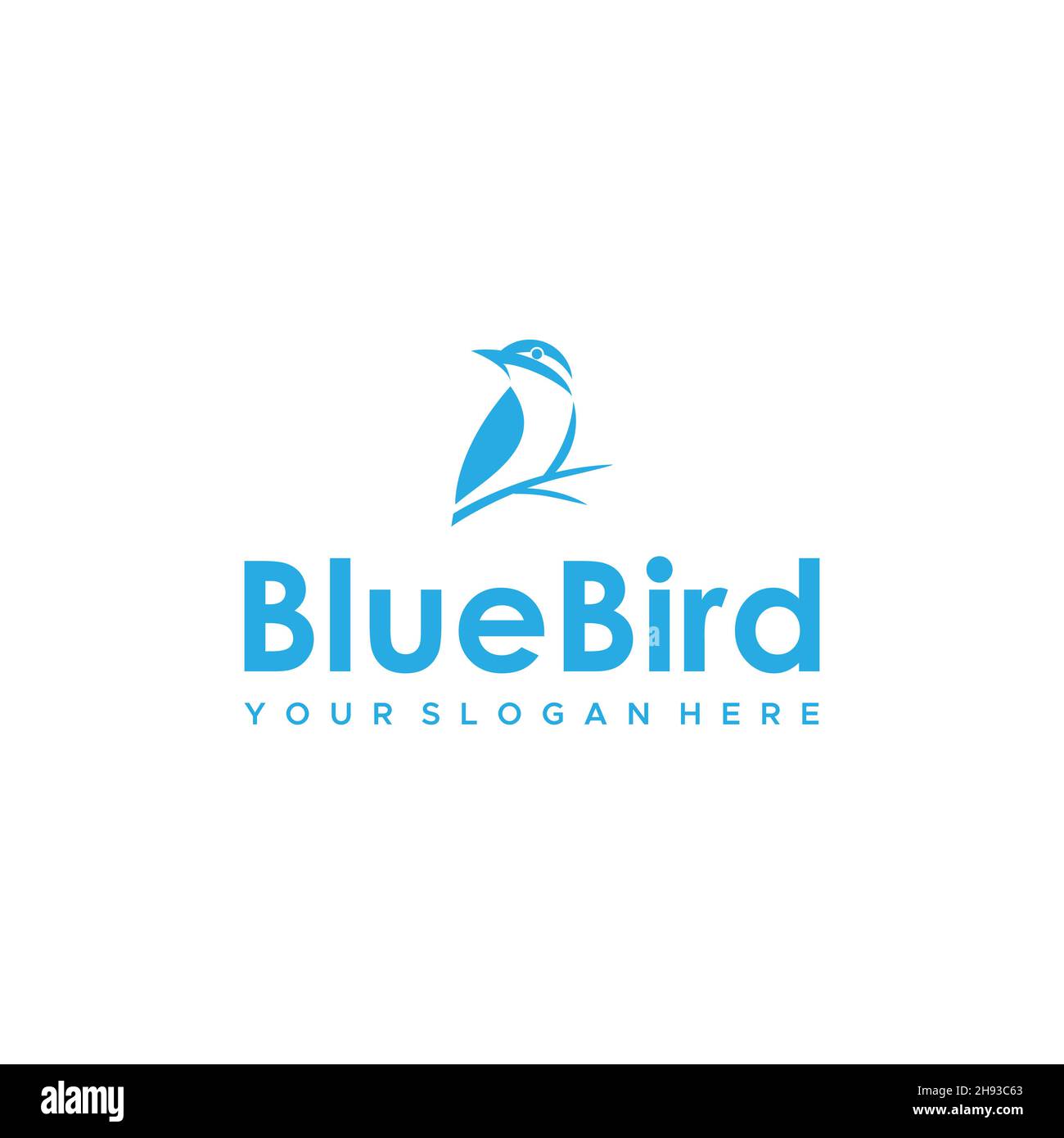 Design minimaliste avec branches Bluebird et logo Bird Illustration de Vecteur