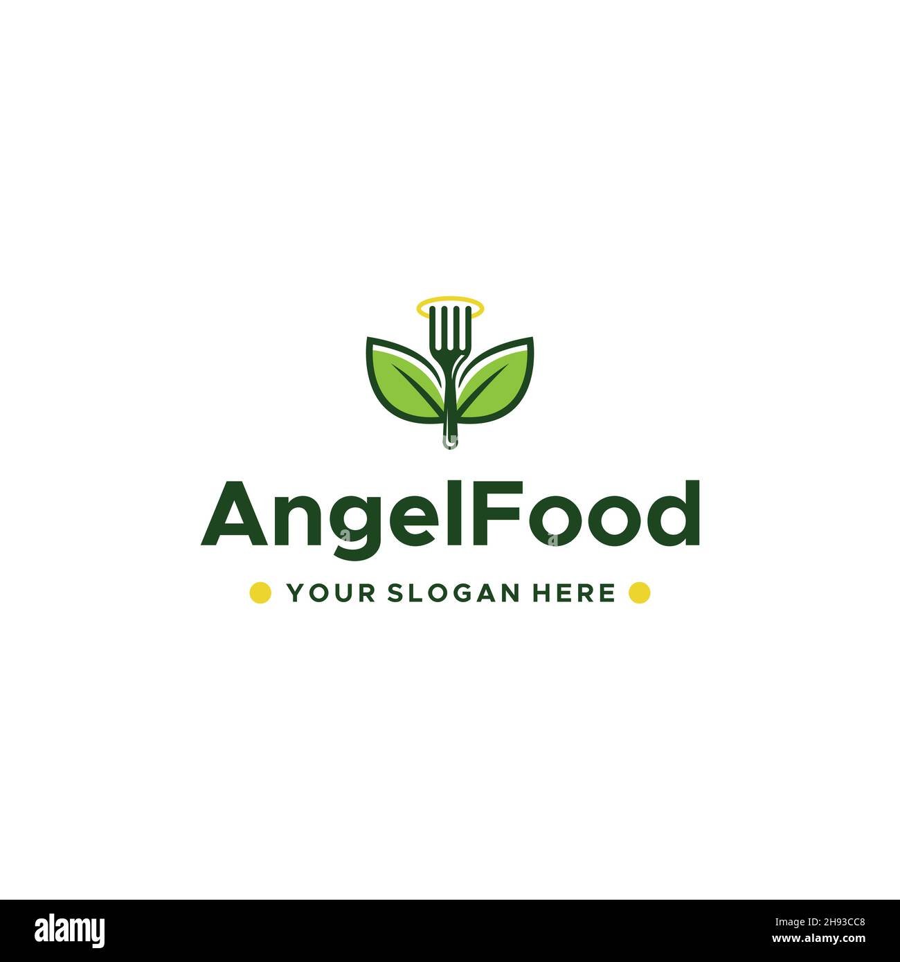 Design minimaliste du logo AngelFood Fork Vegetables Illustration de Vecteur
