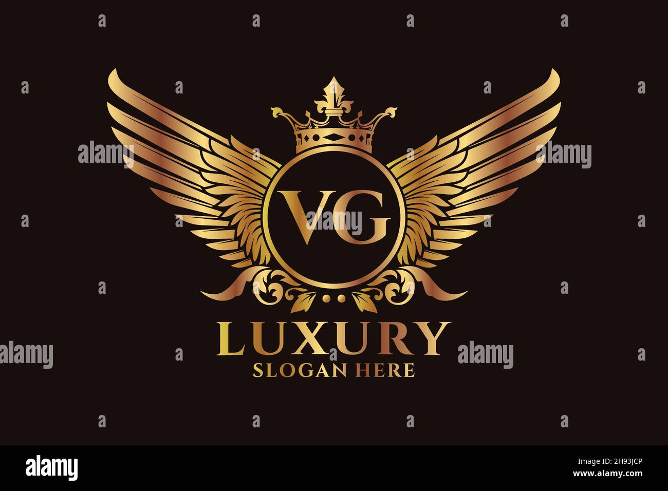 Aile royale de luxe lettre VG Crest couleur or logo vecteur, logo Victory, logo Crest, logo WiNG, logo Vector . Illustration de Vecteur