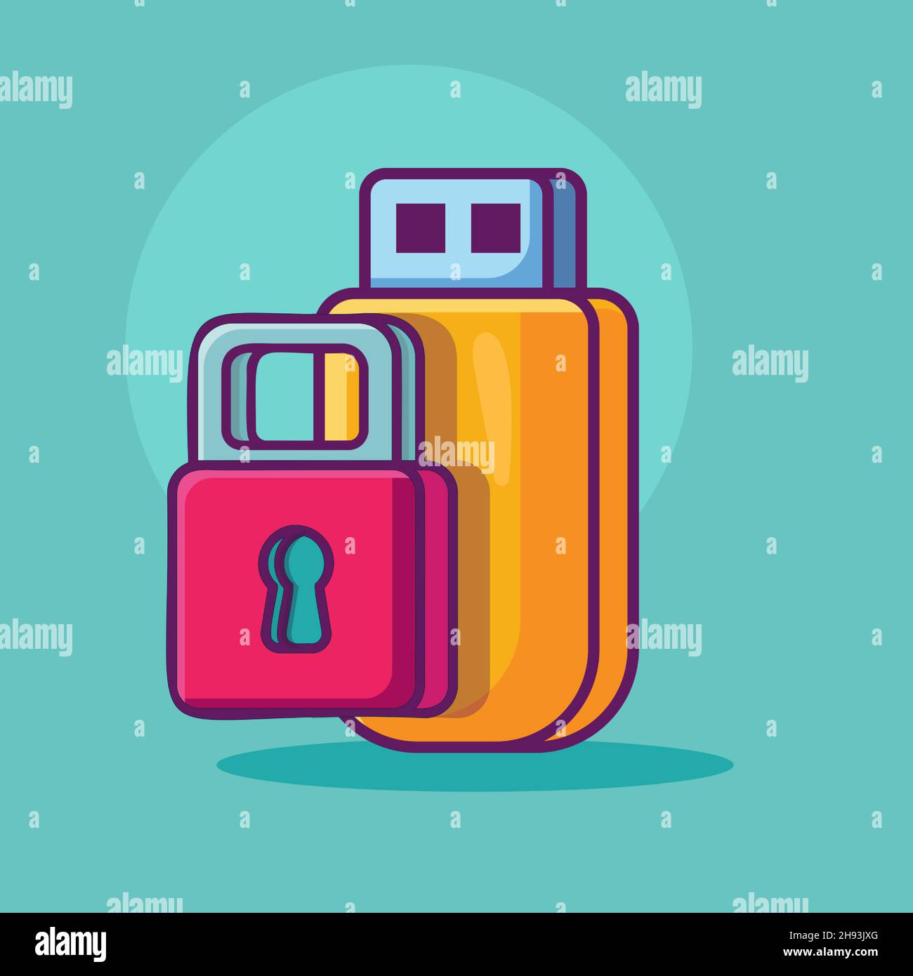 illustration vectorielle de symbole de sécurité usb de style plat Illustration de Vecteur
