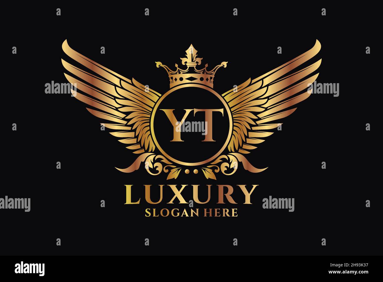 Luxury Royal WiNG lettre YT Crest couleur or logo Vector, logo Victory, logo Crest, logo WiNG, logo Vector . Illustration de Vecteur