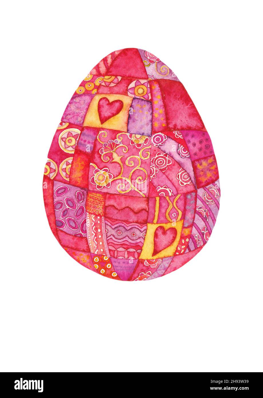 Oeufs de Pâques décorés main dessin aquarelle peinture décorative peut être utilisé pour le papier peint, remplissage de motifs, arrière-plan de page Web, textures de surface, Banque D'Images