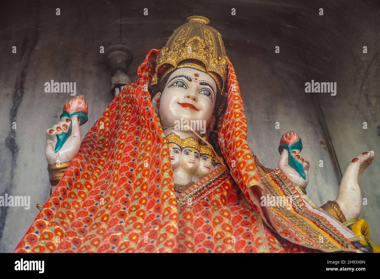 Skandamata , statue de navratri mata en mandir Banque D'Images