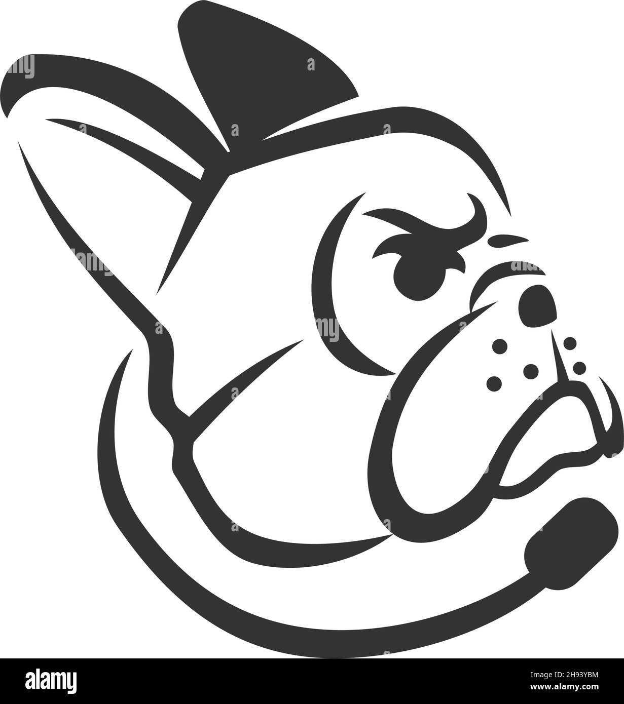 Icône de tête de Bulldog en français modèle d'illustration mascotte Illustration de Vecteur