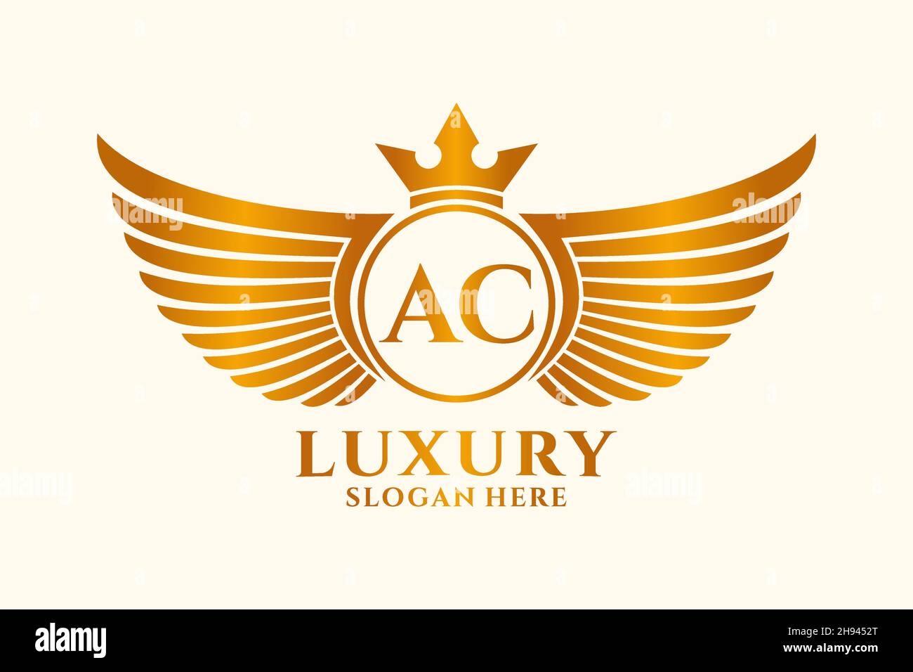 Aile royale de luxe lettre AC Crest couleur or logo Vector, logo Victory, logo Crest, logo WiNG, logo Vector . Illustration de Vecteur