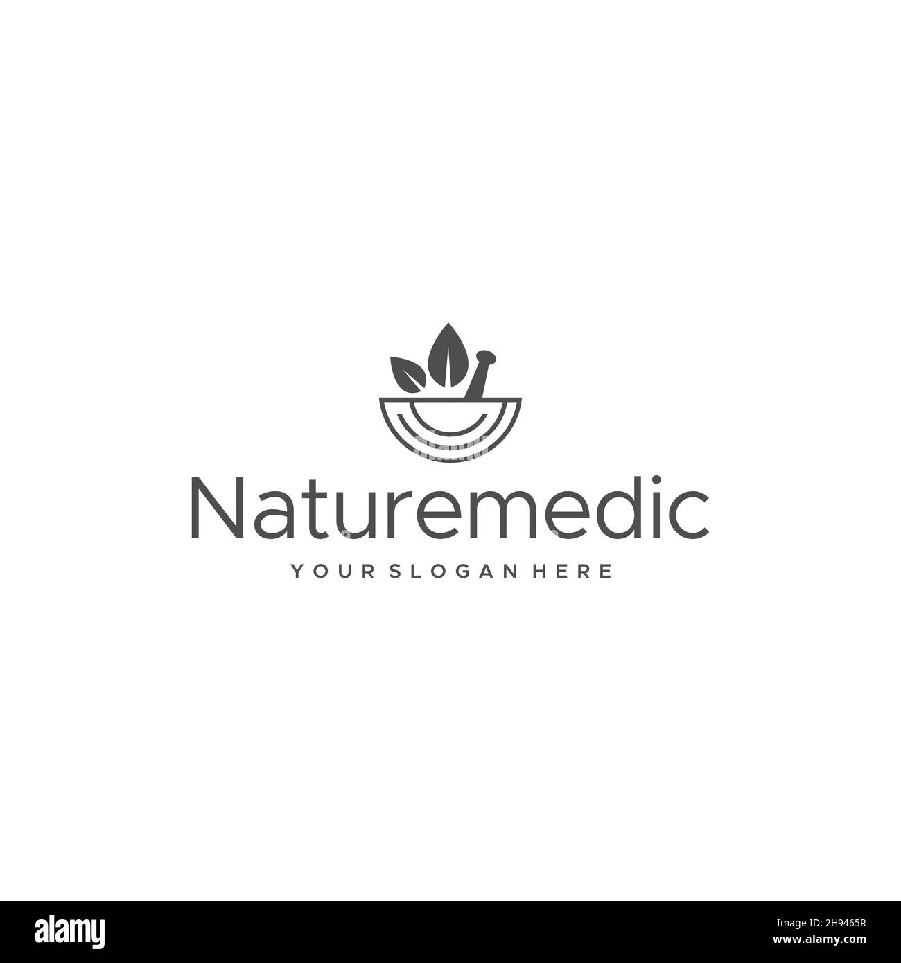 Design minimaliste du logo de la limande à feuilles Naturemedic Illustration de Vecteur