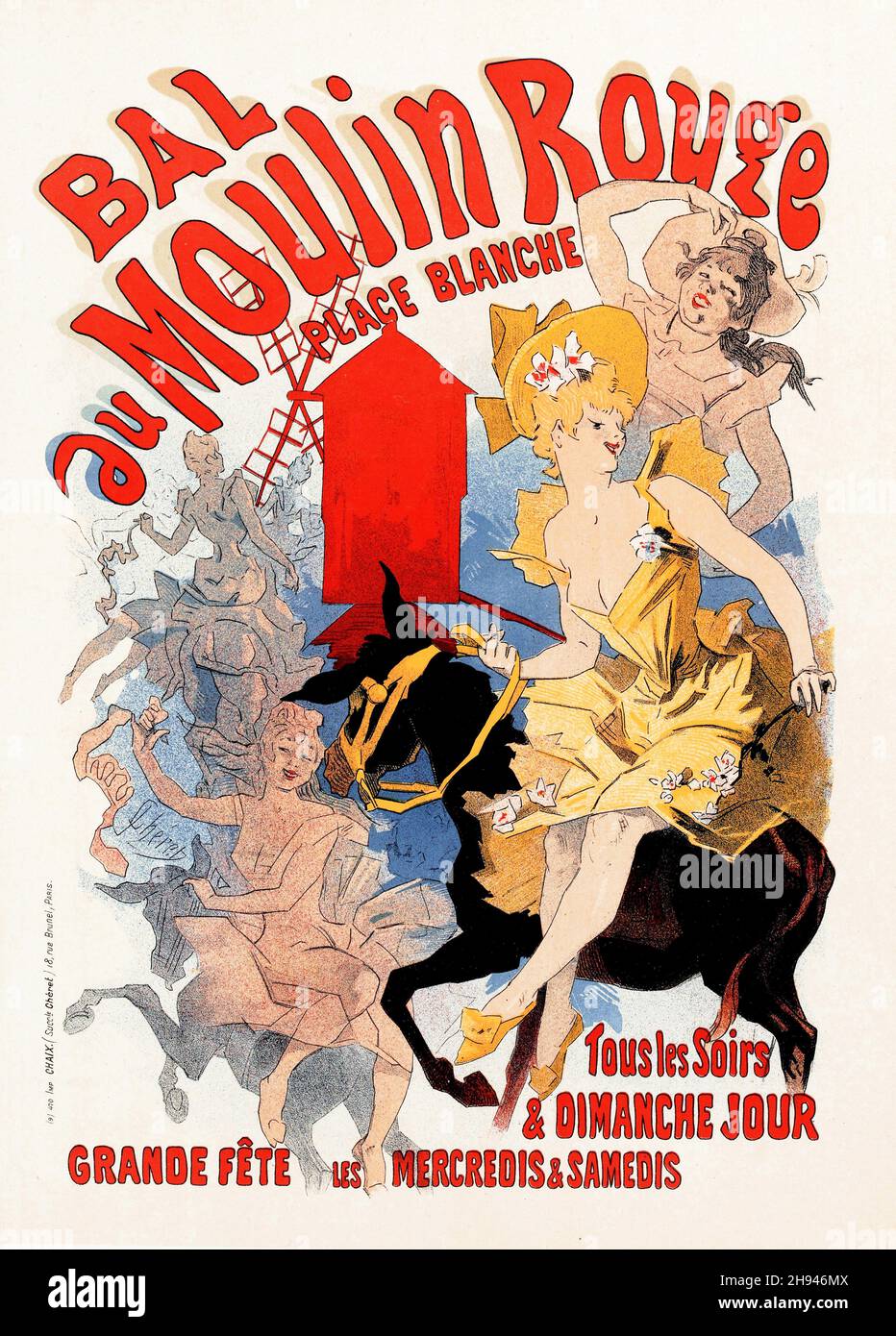 Bal au Moulin Rouge, place Blanche - 1889 - affiche de Jules Chéret (1836-1932).Français. Banque D'Images