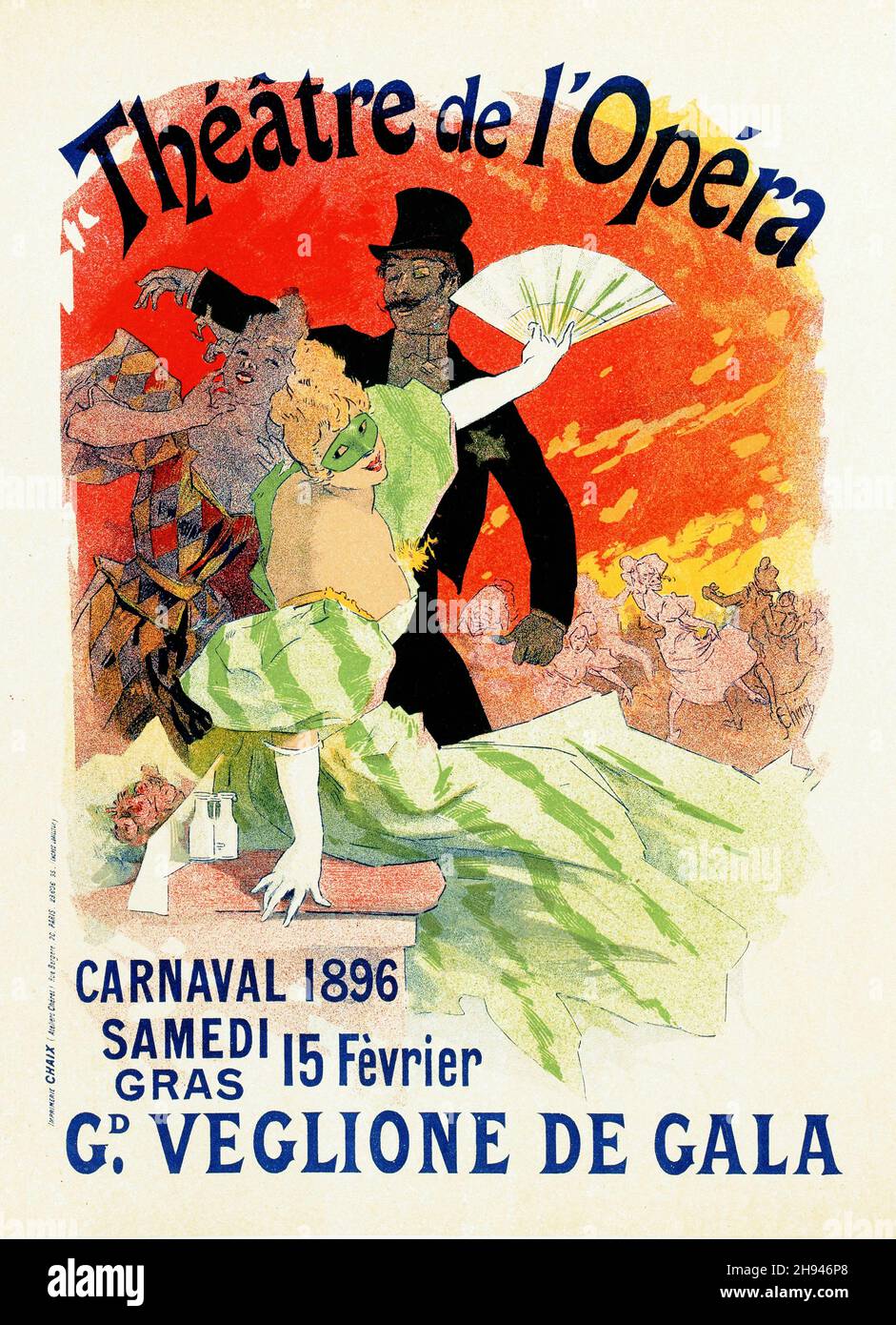 Théâtre de l'Opéra Carnaval 1896, Veglione de Gala.Affiche de Jules Chéret (1836-1932).Français. Banque D'Images
