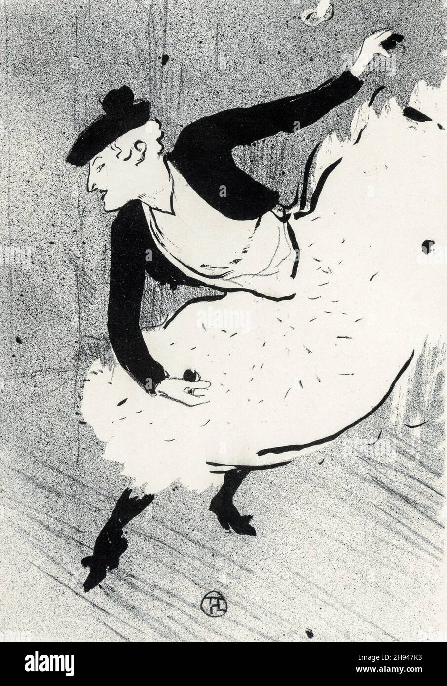 Henri de Toulouse-Lautrec (français, 1864-1901).Edmee Lescot, du Cafe concert, 1893.Femme sur scène.Illustration en noir et blanc. Banque D'Images
