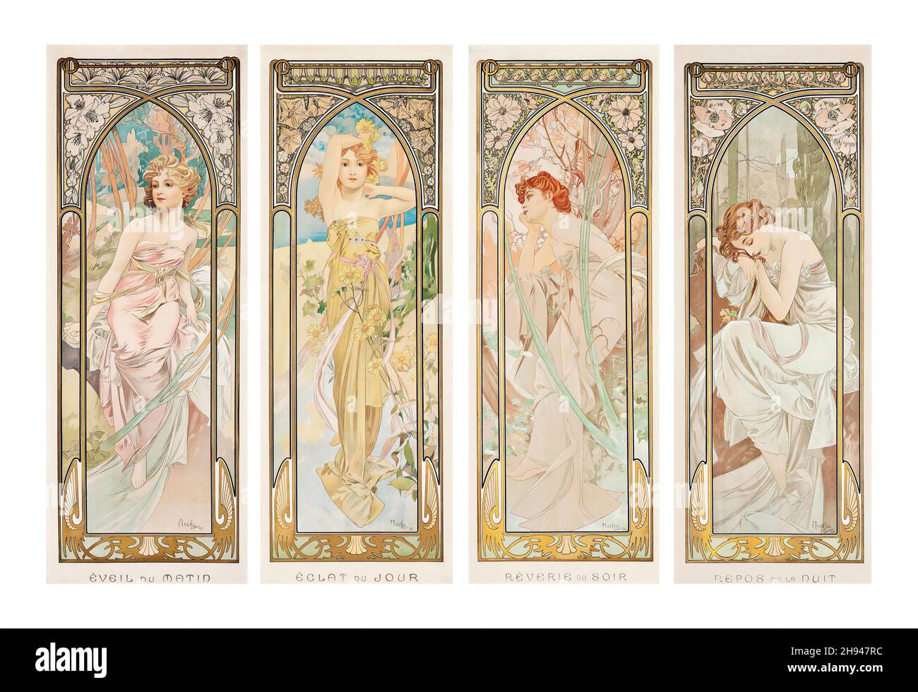 Tableau en relief Les Quatre Saisons, Été d'après l'oeuvre d'Alphons Mucha