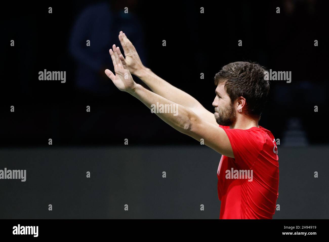 Madrid, Espagne.03ème décembre 2021.Nikola Mektic de Croatie joue en double avec Mate Pavic et célèbre la victoire lors de la demi-finale de la coupe Davis 2021, match de tennis entre la Serbie et la Croatie le 3 décembre 2021 à Madrid Arena à Madrid, Espagne - photo: Oscar Barroso/DPPI/LiveMedia crédit: Agence photo indépendante/Alay Live News Banque D'Images