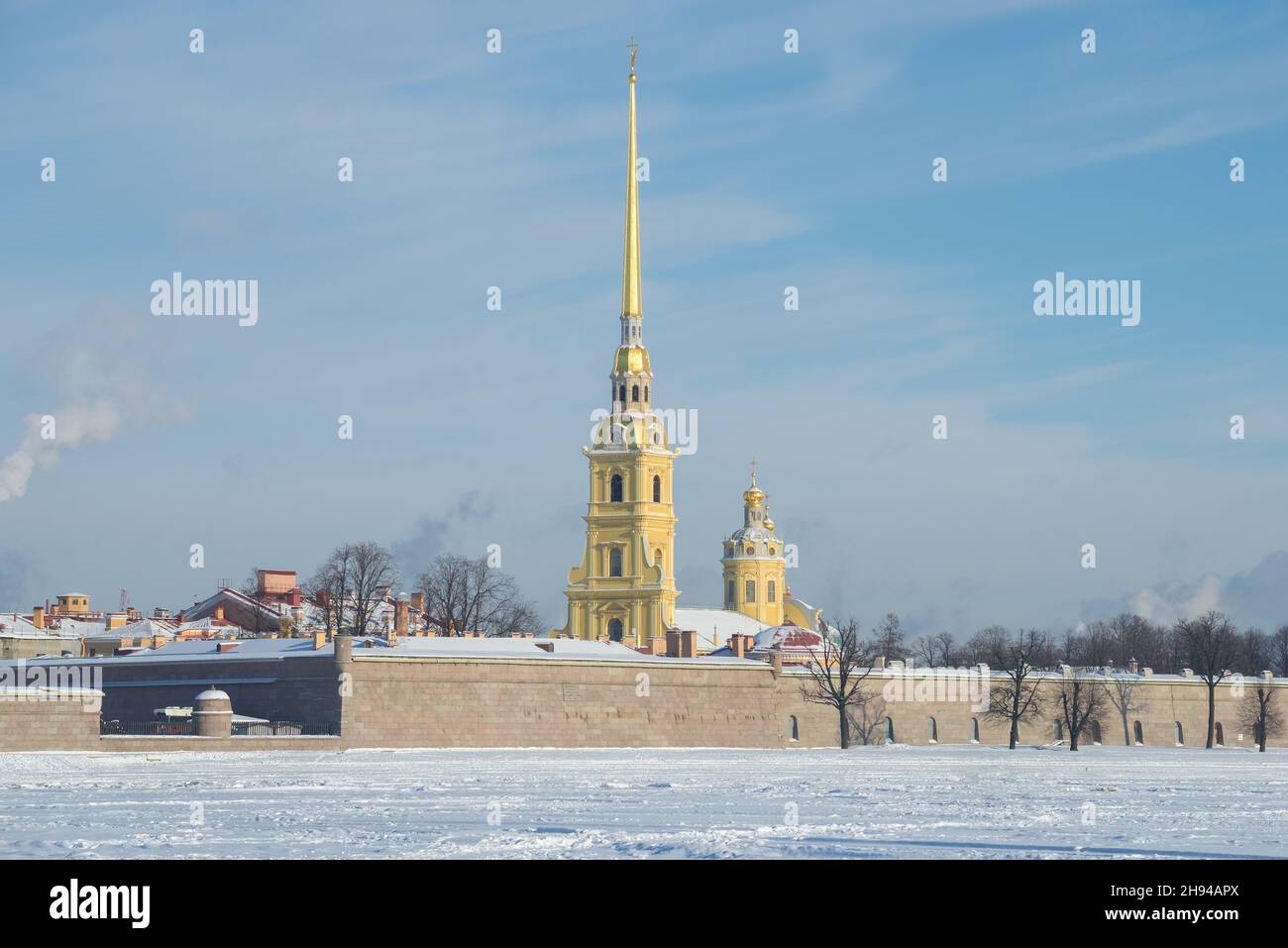 Vue sur la cathédrale Pierre-et-Paul le jour ensoleillé de février.Hiver Saint-Pétersbourg, Russie Banque D'Images