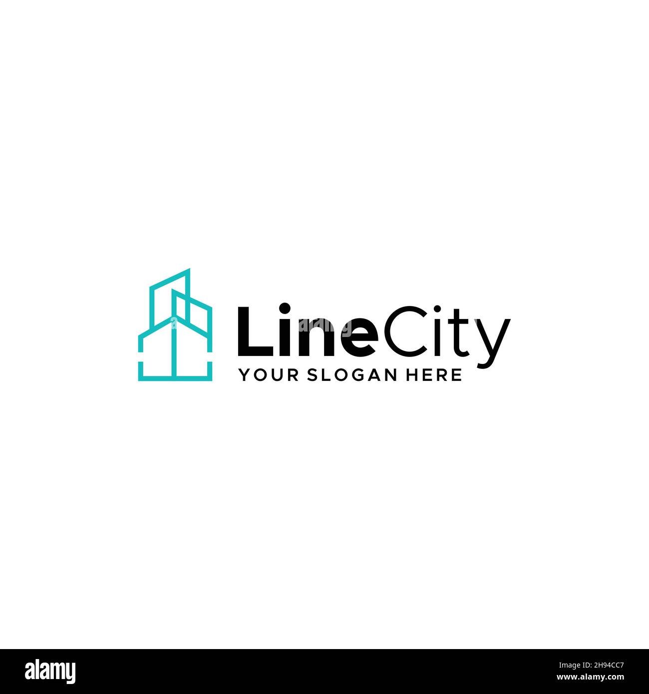 design du logo de l'appartement du bâtiment linecity plat Illustration de Vecteur