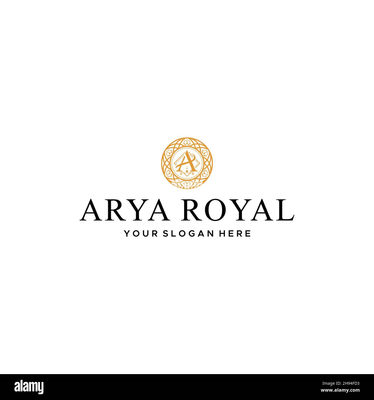 une lettre marque plate est à l'origine D'Un logo ARYA ROYAL Illustration de Vecteur