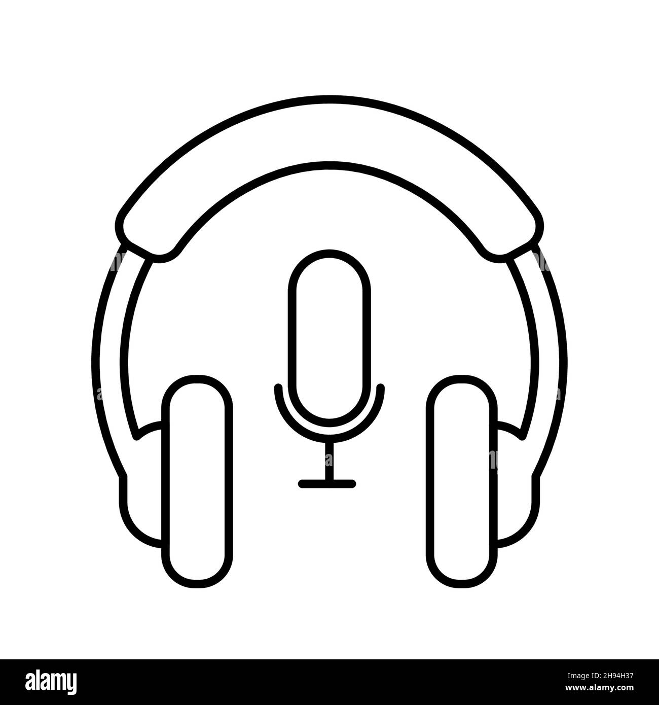Outline Vector écouteurs en ligne icône isolée sur fond blanc. esp Illustration de Vecteur
