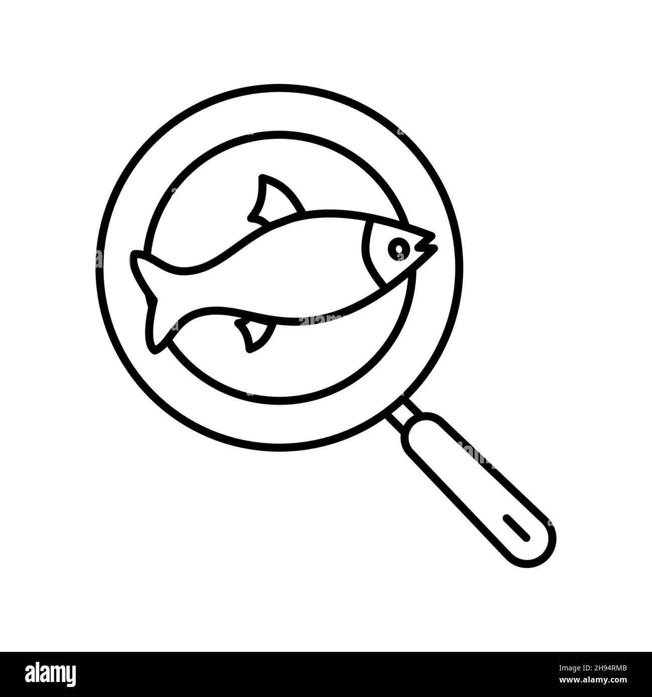 Plan, poêle à frire simple vecteur avec icône de poisson isolée sur fond blanc. eps 10 Illustration de Vecteur