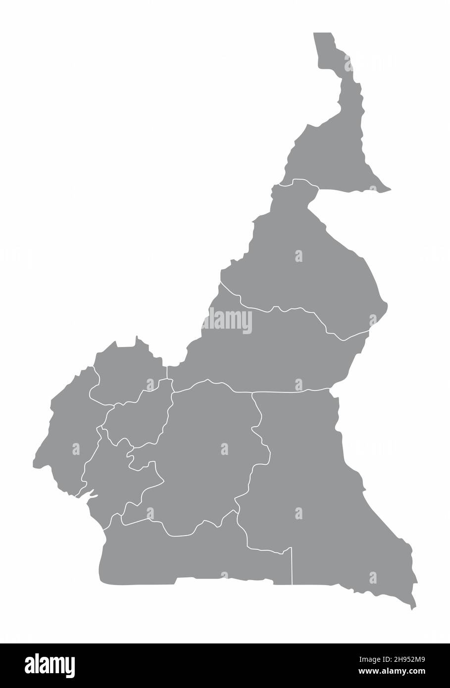 Carte administrative du Cameroun isolée sur fond blanc Illustration de Vecteur