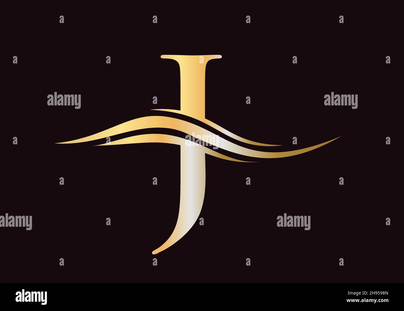 Logo lettre J avec concept vague d'eau.Logo J avec design moderne et tendance.Logo J pour la marque de luxe Illustration de Vecteur