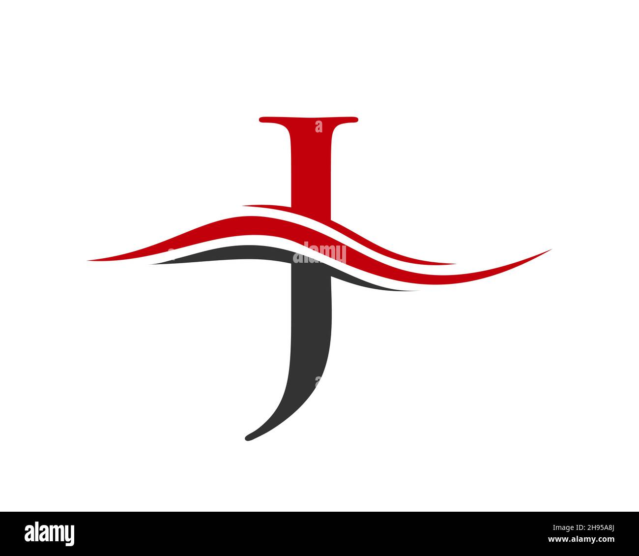 Logo J.Logo Swoosh lettre J pour l'identité de l'entreprise.Logo Water Wave J avec concept de luxe Illustration de Vecteur