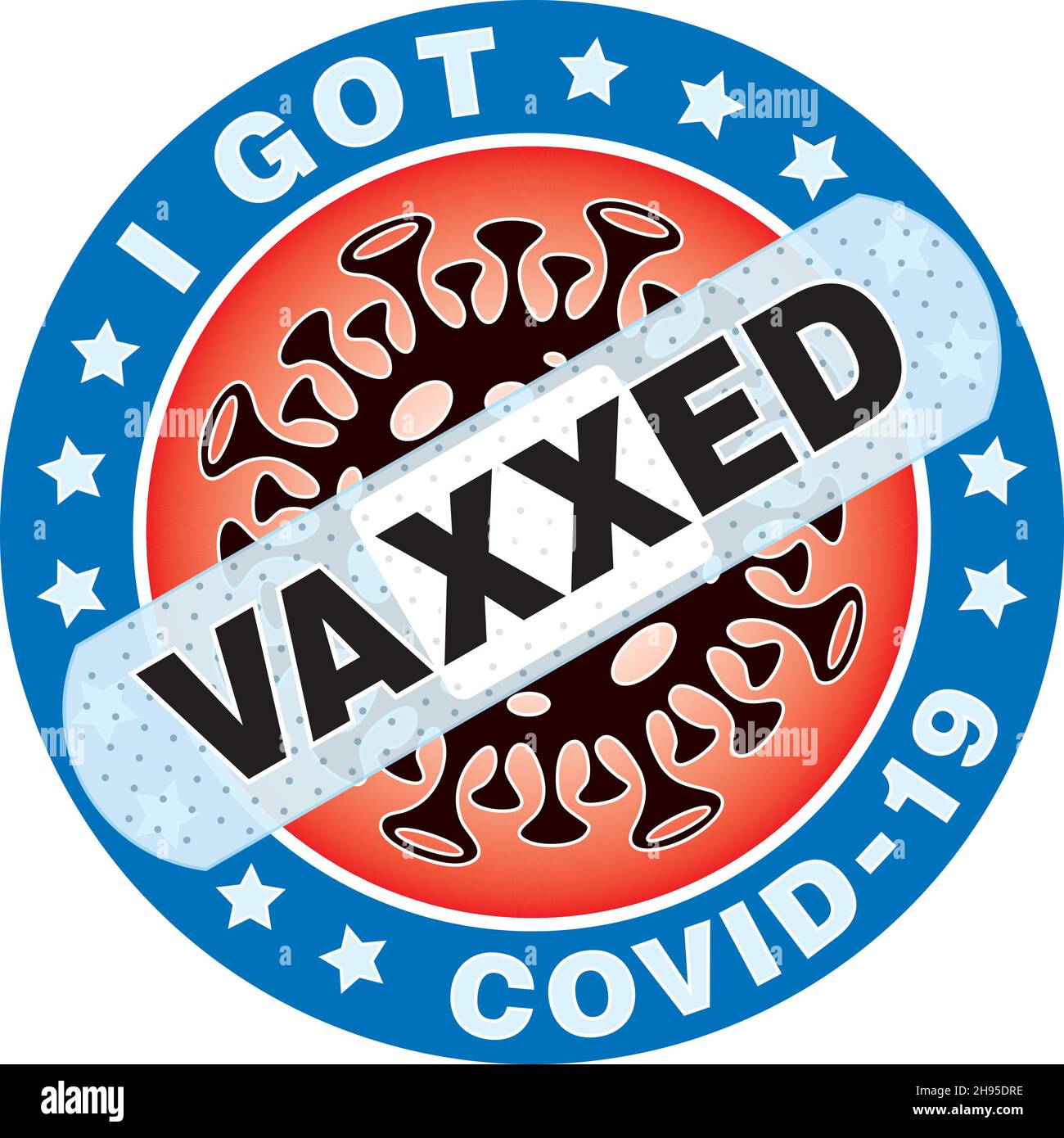 J'ai reçu le badge Vaxxed.Vacciné pour aider à réduire le risque de contracter le coronavirus Covid-19.Signe vectoriel. Illustration de Vecteur