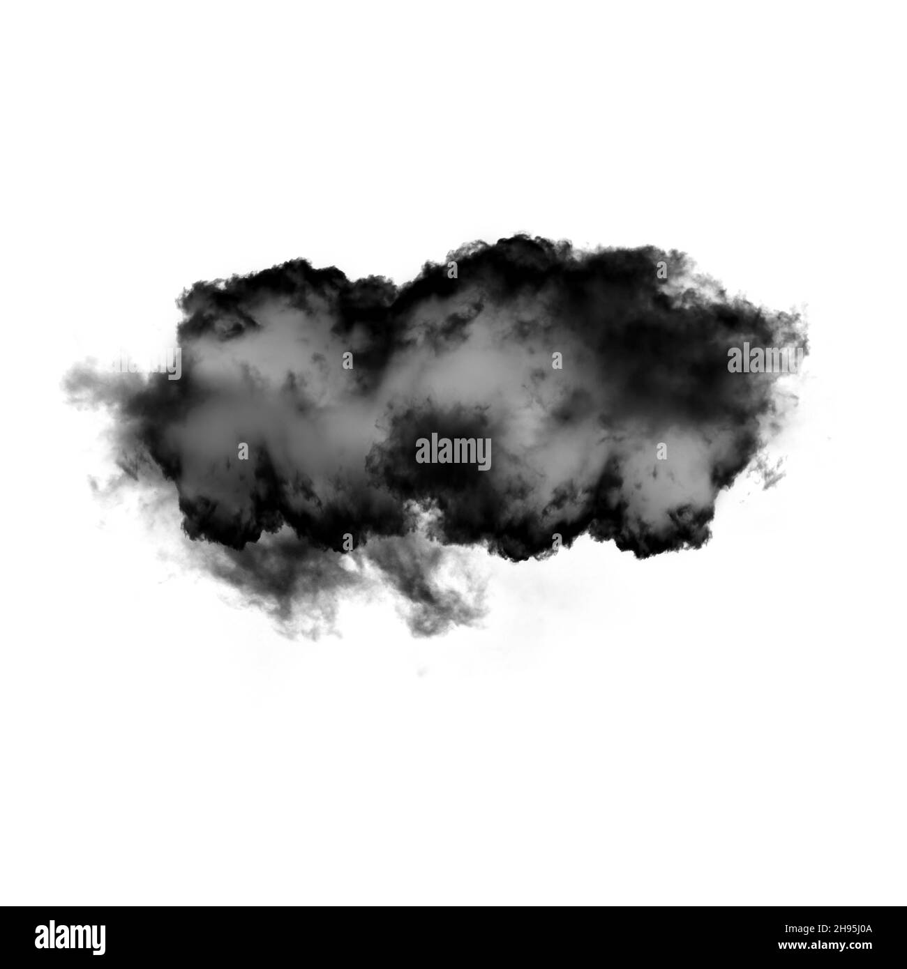 Nuage noir ou fumée isolée sur fond blanc, illustration en forme de nuage Banque D'Images