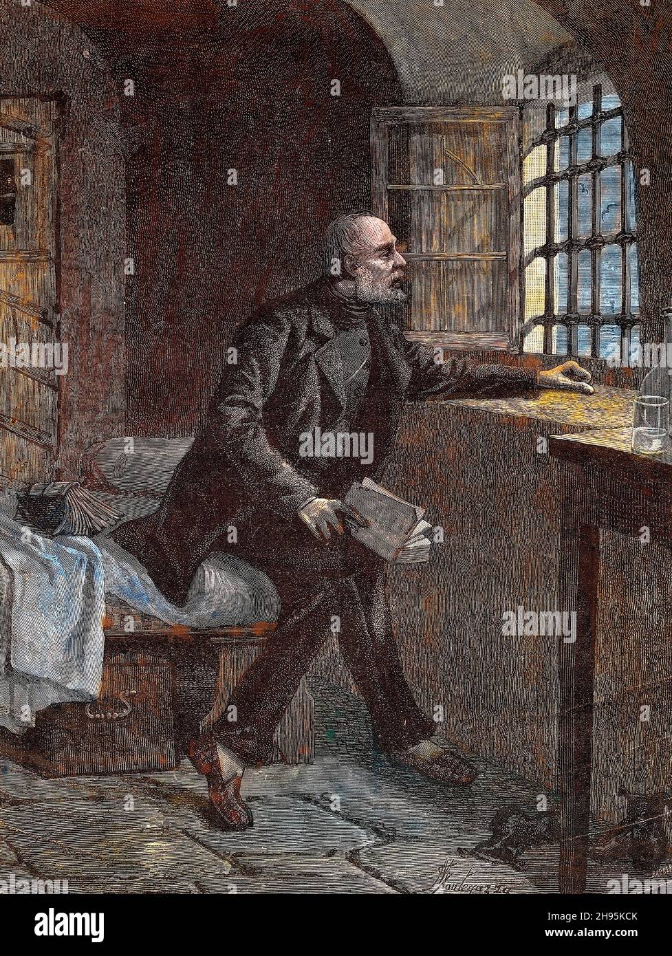 Giuseppe Mazzini en prison à Gaeta, 1870. Banque D'Images
