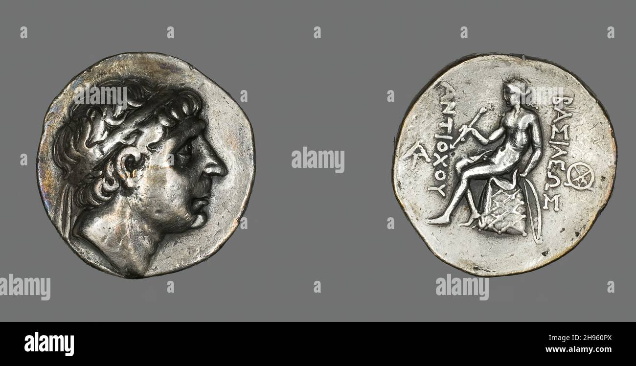 Tetradrachm (coin) représentant le roi Antiochus i Soter, 281-261 BCE. Banque D'Images