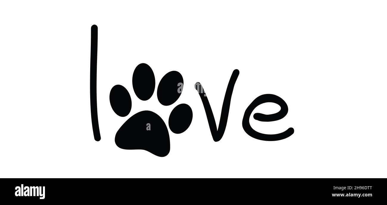 Slagan j'aime mon chien ou mon chat. Motif de ligne de dessin animé