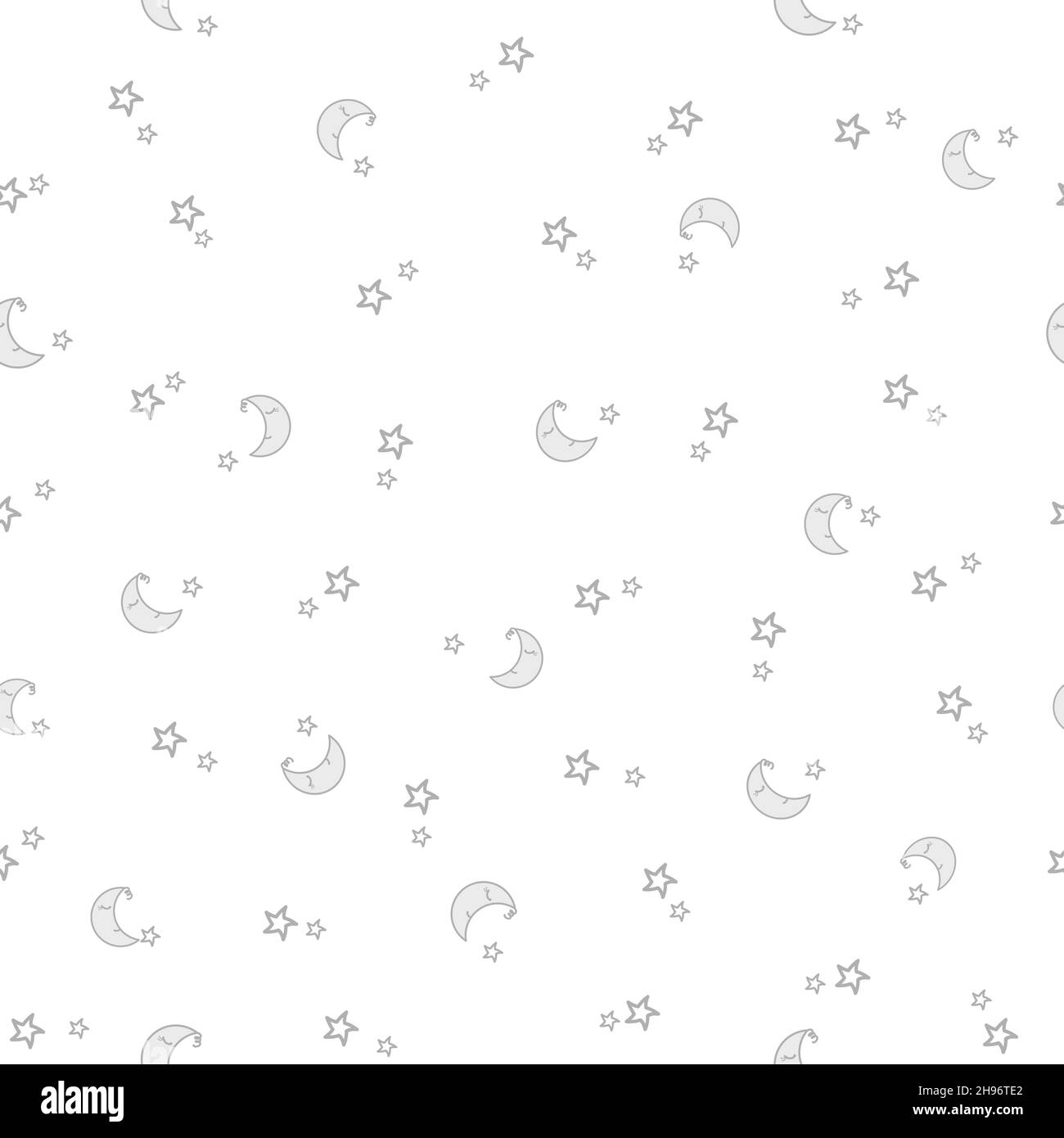 Étoiles et motif de lune.Motif sans couture de bébé avec lune et étoiles souriantes sur fond blanc.Illustration vectorielle Illustration de Vecteur