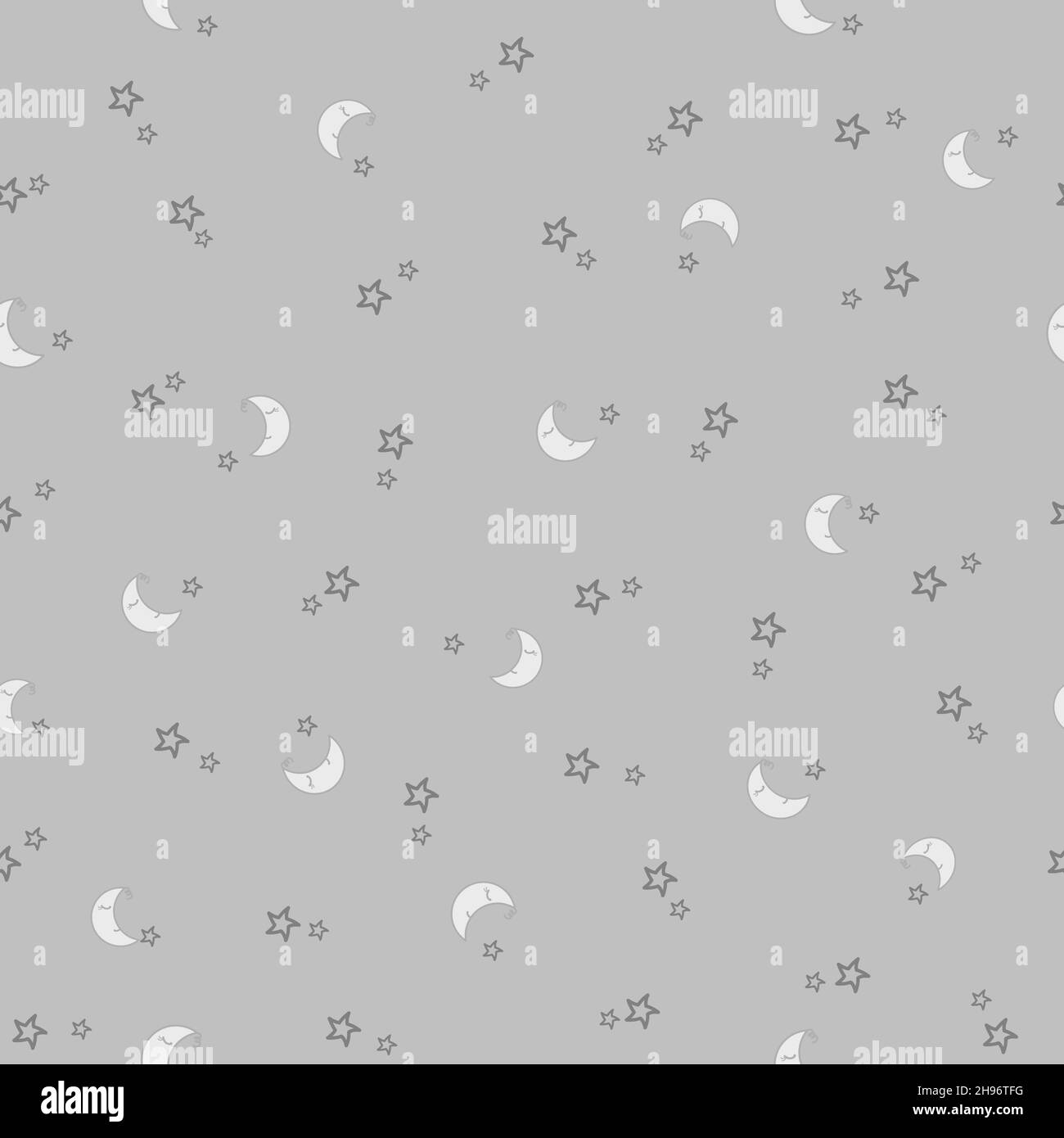 Étoiles et motif de lune.Motif sans couture pour bébé avec lune souriante et étoiles sur fond gris.Illustration vectorielle Illustration de Vecteur