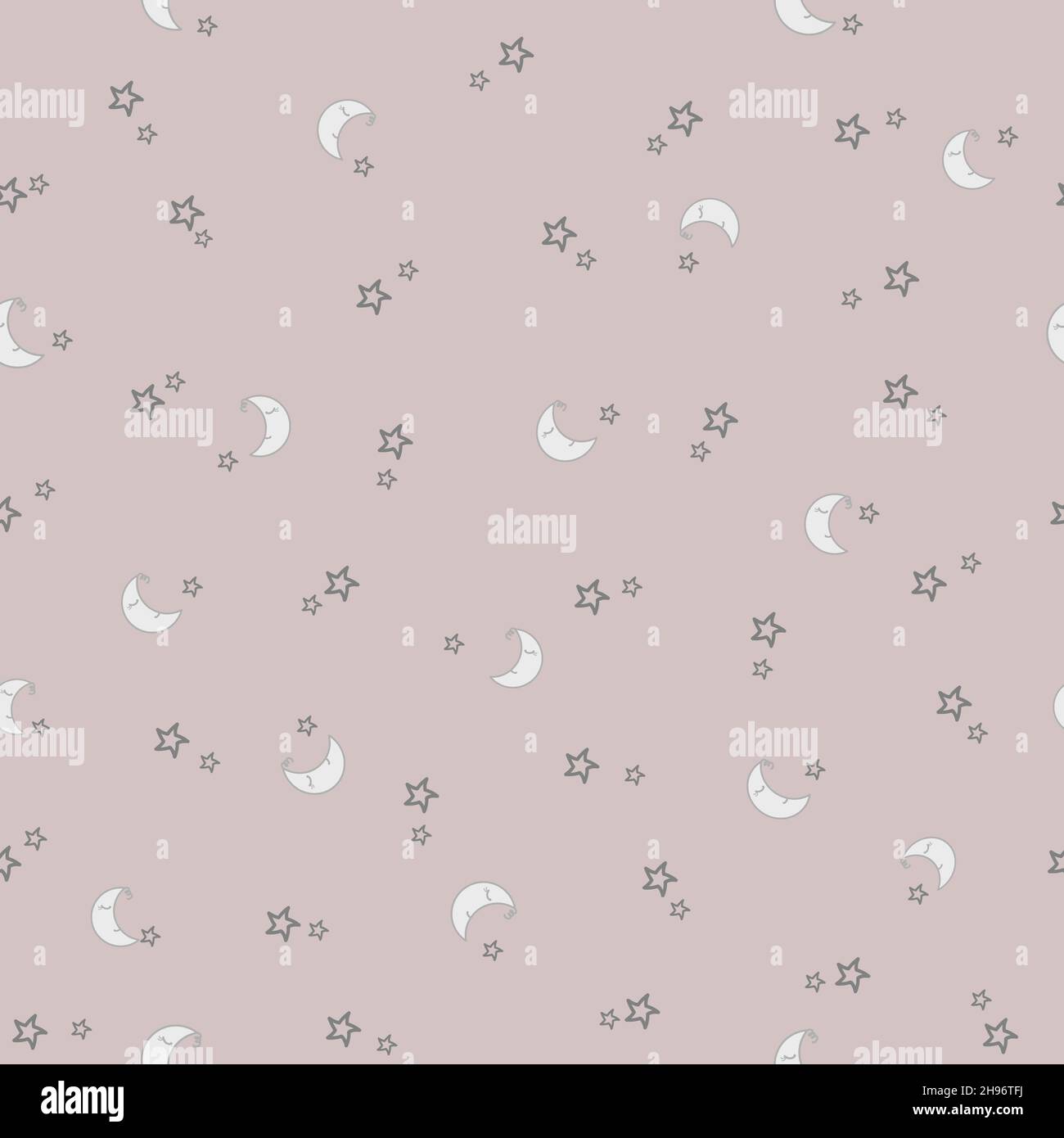 Étoiles et motif de lune.Motif sans couture pour bébé avec lune et étoiles souriantes sur fond rose pastel.Illustration vectorielle Illustration de Vecteur