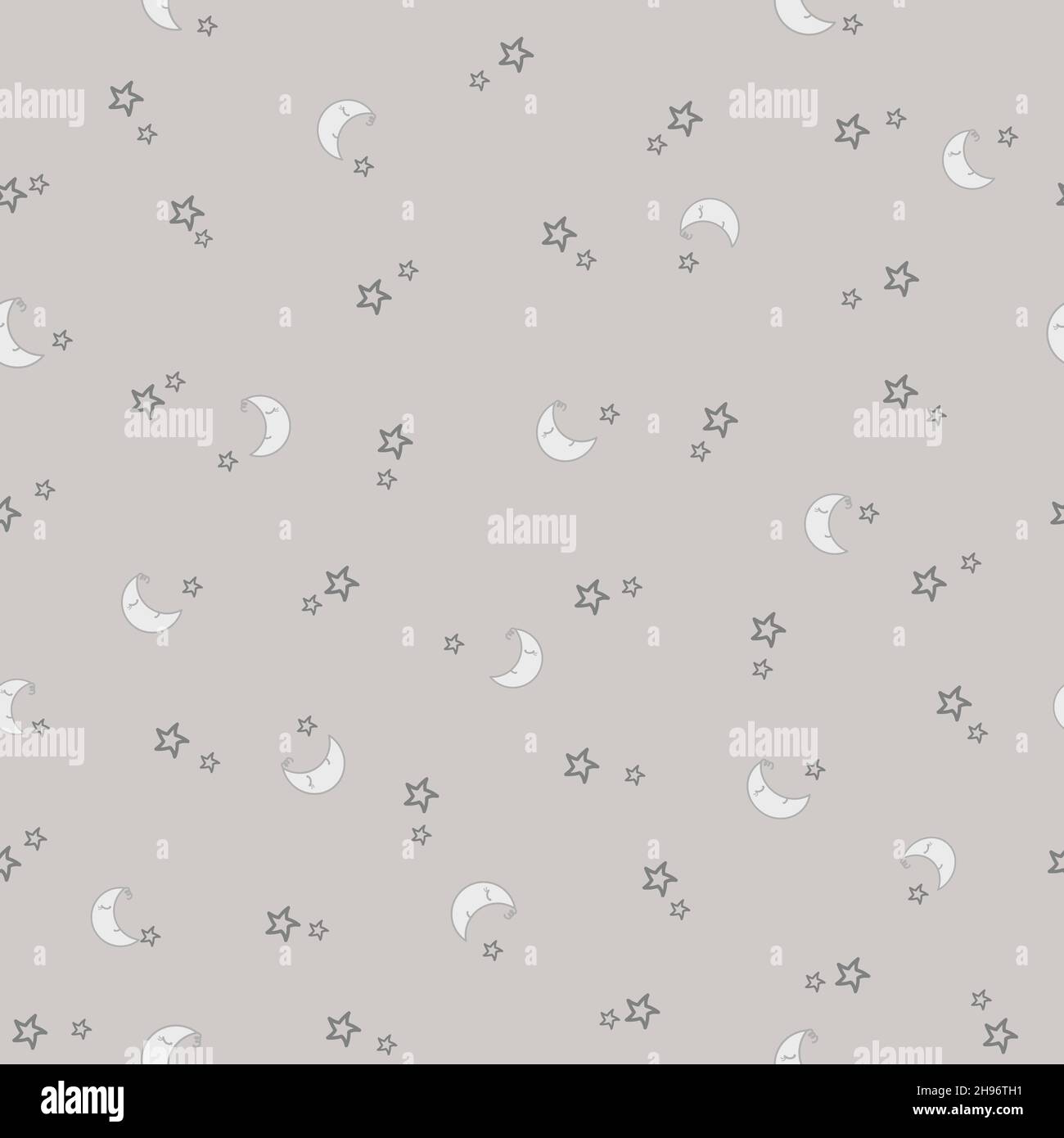 Étoiles et motif de lune.Motif sans couture pour bébé avec lune et étoiles souriantes sur fond marron pastel.Illustration vectorielle Illustration de Vecteur