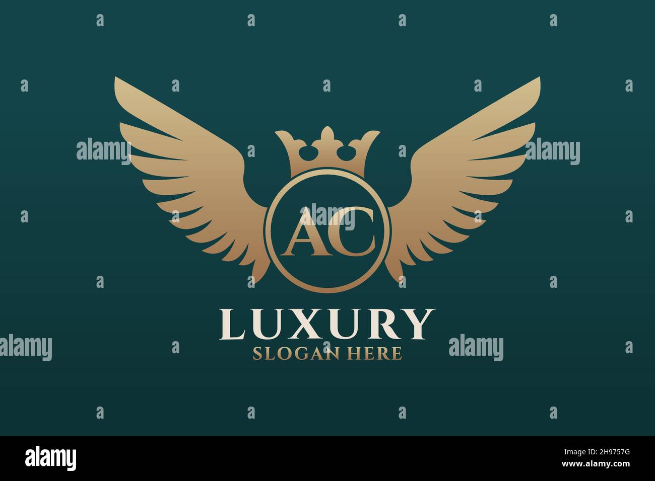Aile royale de luxe lettre AC Crest couleur or logo Vector, logo Victory, logo Crest, logo WiNG, logo Vector . Illustration de Vecteur