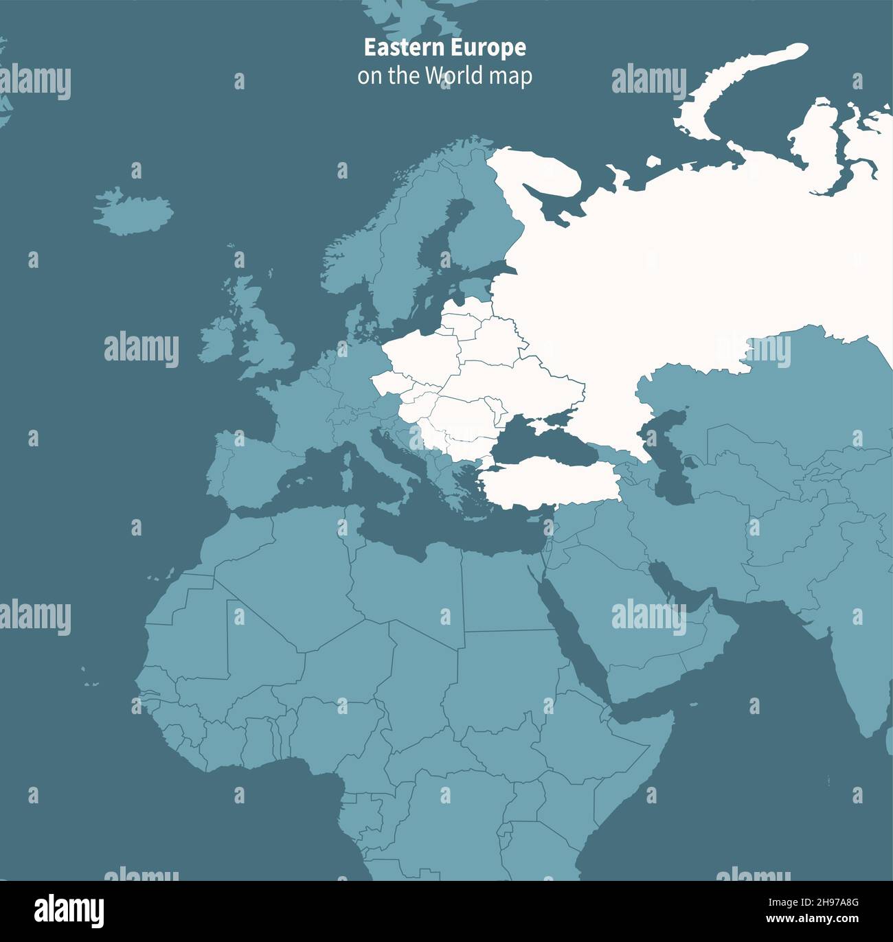 carte vectorielle de l'europe de l'est. carte du monde par région. Illustration de Vecteur