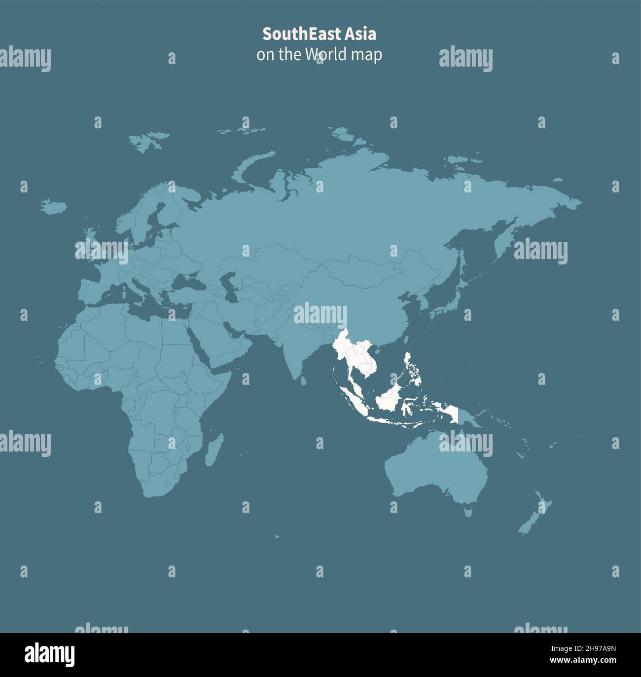 carte vectorielle de l'asie du sud-est. carte du monde par région. Illustration de Vecteur