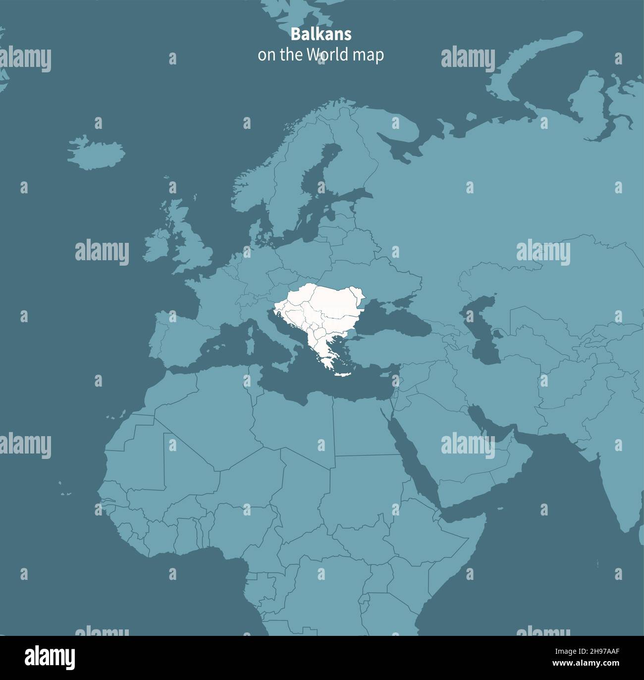 Carte vectorielle des Balkans. Carte du monde par région. Illustration de Vecteur