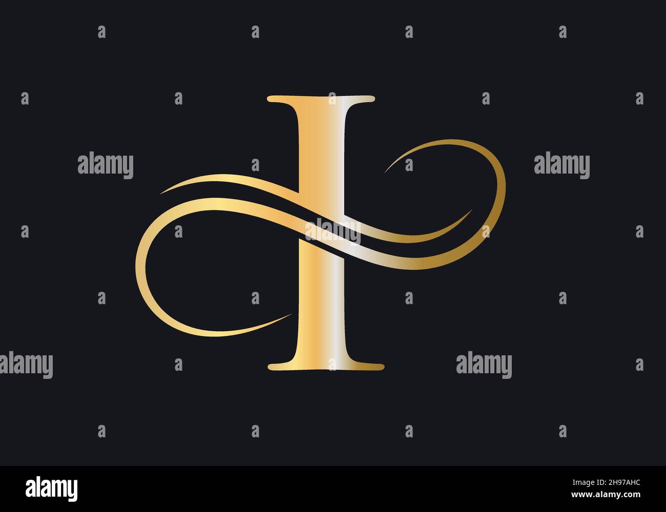 I modèle de logo de luxe initial de lettre.Logo Premium I Golden concept.I lettre avec couleur dorée de luxe et monogramme. Illustration de Vecteur