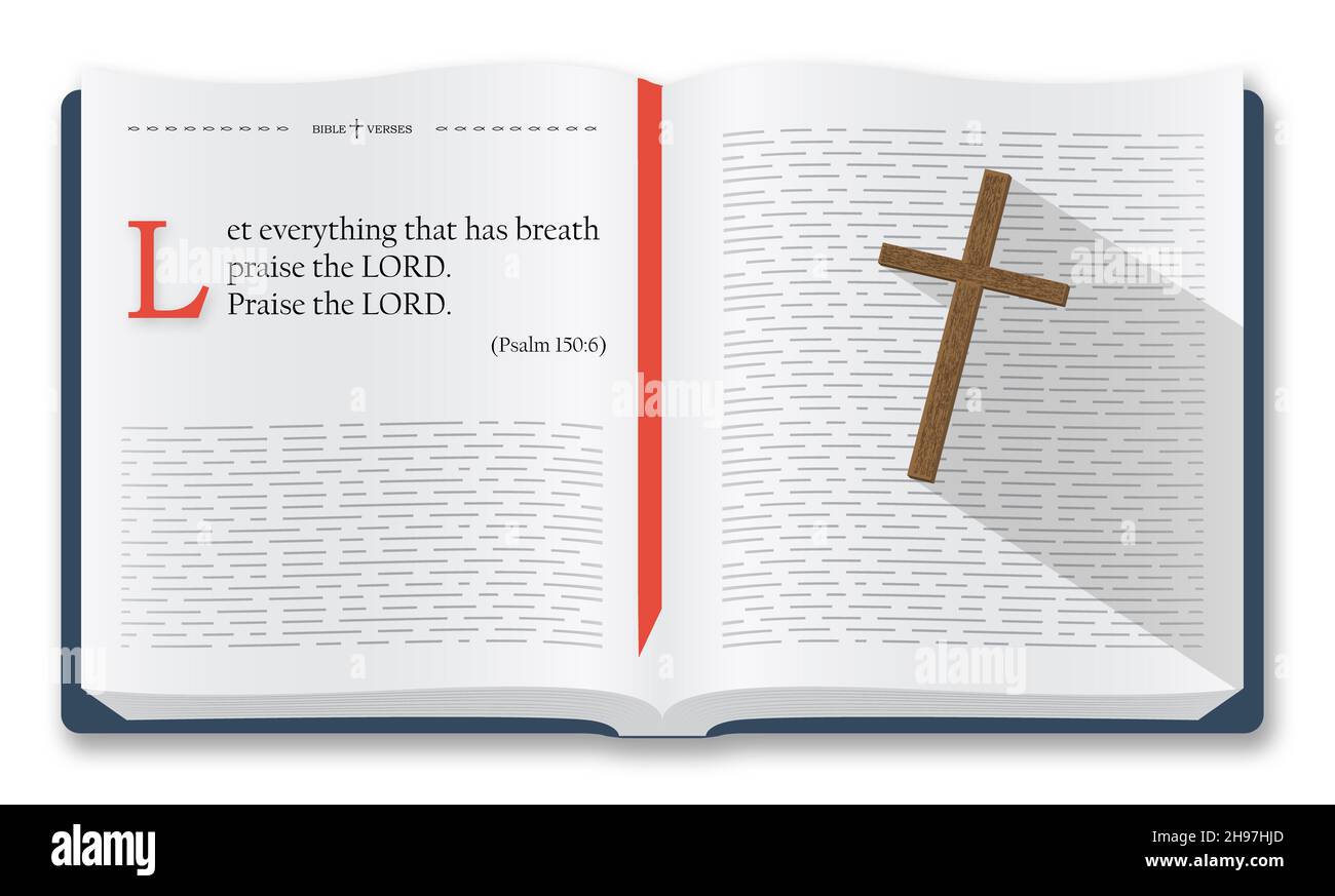 Meilleurs versets bibliques à se rappeler - Psaume 150:6.Sainte écriture des sayings inspirants pour les études bibliques et les sites Web chrétiens, l'illustration de la Bible isoler Banque D'Images