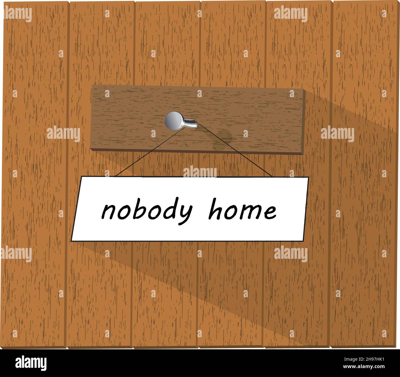 Mur en bois et un panneau sayingNobody home, isolé sur fond blanc illustration Illustration de Vecteur